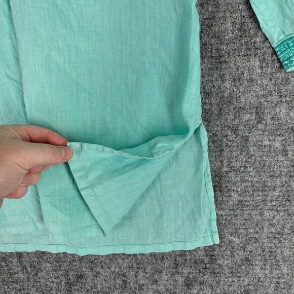 Tommy Bahama Shirt Womens Extra Small Green Linen V Neck Slit Tunic Cover Up - Picture 3 of 8